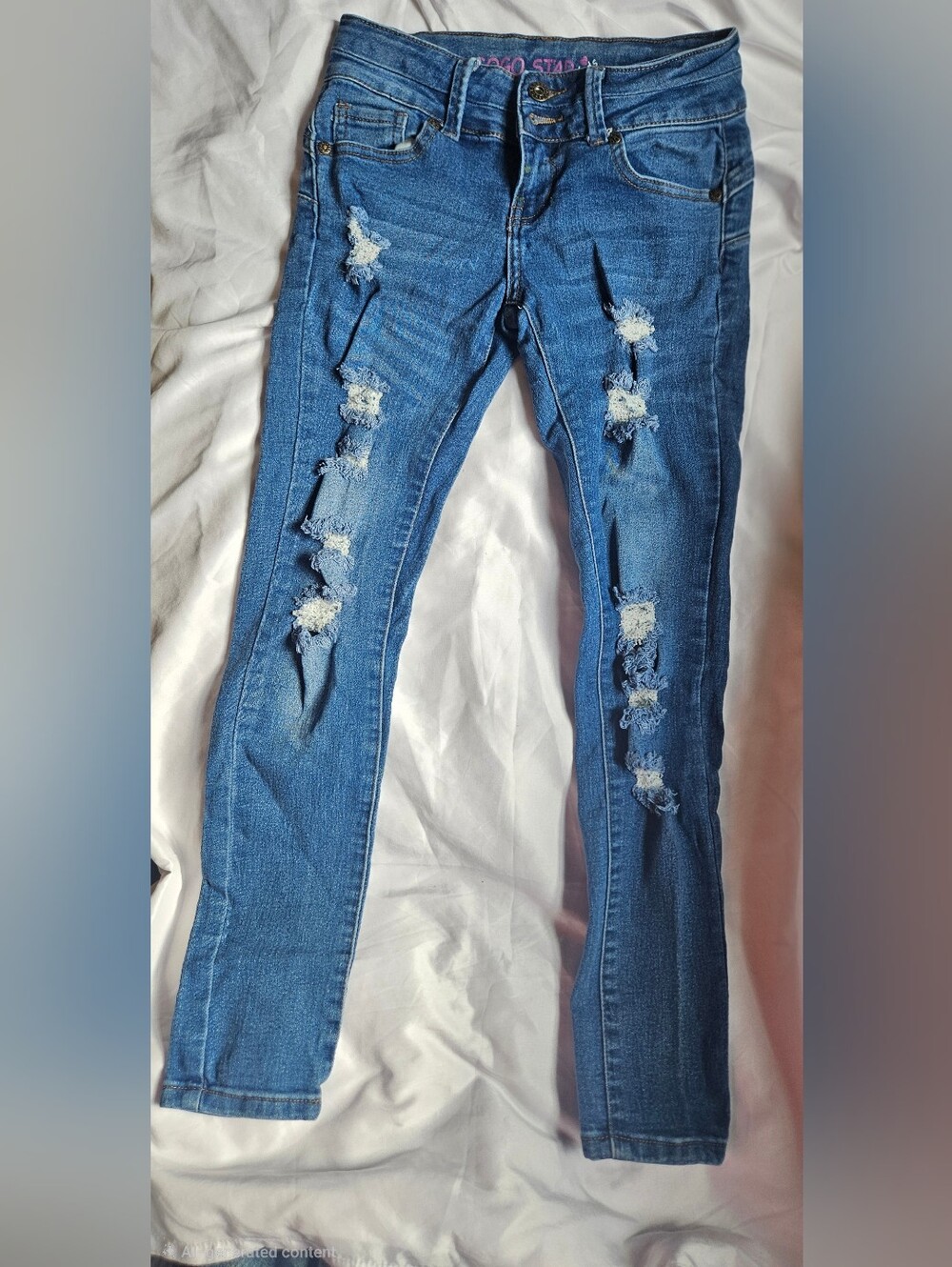 GOGO Girls Distressed Skinny Jeans in Blue